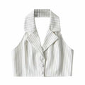 Women Vest Striped Suit Sexy Slim-Fit Short