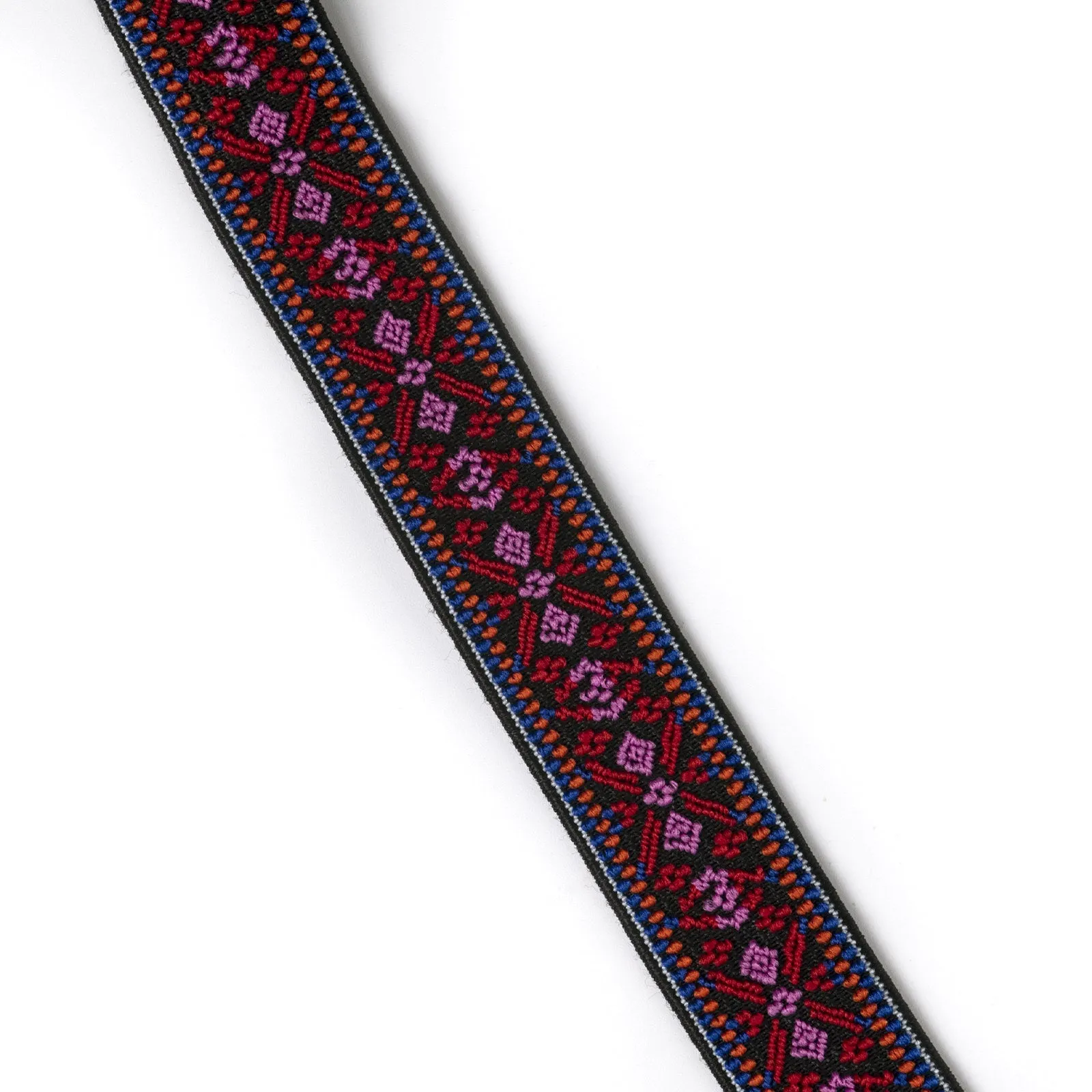 0.85 inch (22mm)/1 inch(24mm) Wide Red Embroidery Woven Latex-free Elastic Band - 1 Yard