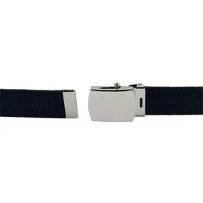 AF Blue Elastic Complete Belt Set - Female 1" w- mirror buckle and belt tip