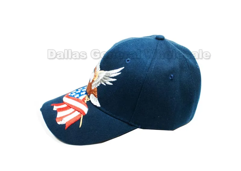 American Flag w/ Eagle Baseball Caps Wholesale