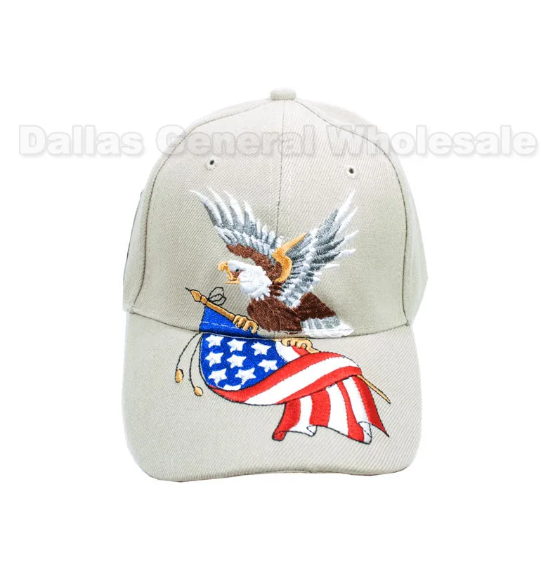 American Flag w/ Eagle Baseball Caps Wholesale