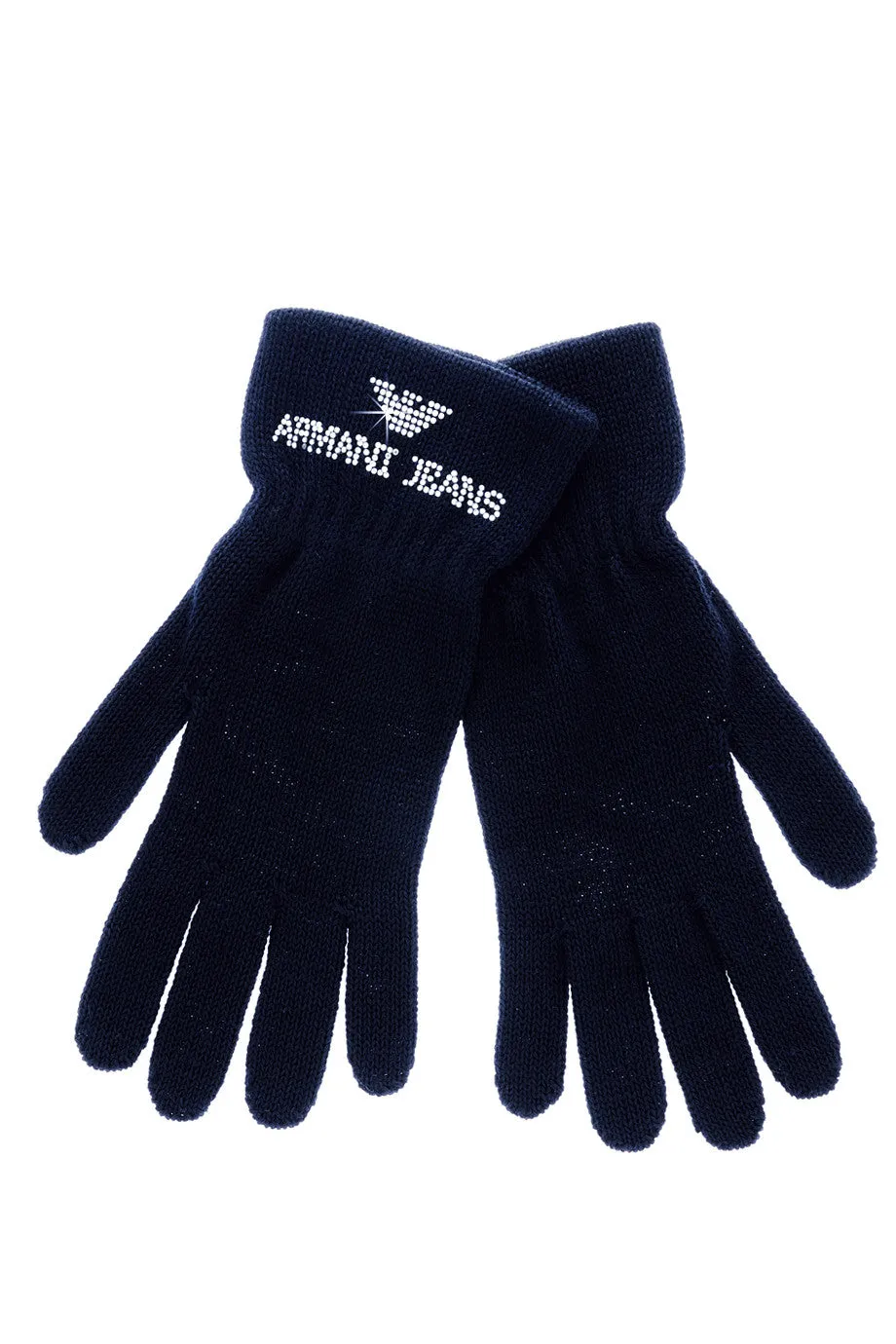 ARMANI JEANS CRYSTAL Blue Wool Women Gloves