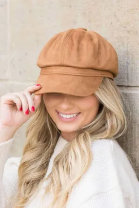 Beige / Black / Blush Suede Newsboy Cap