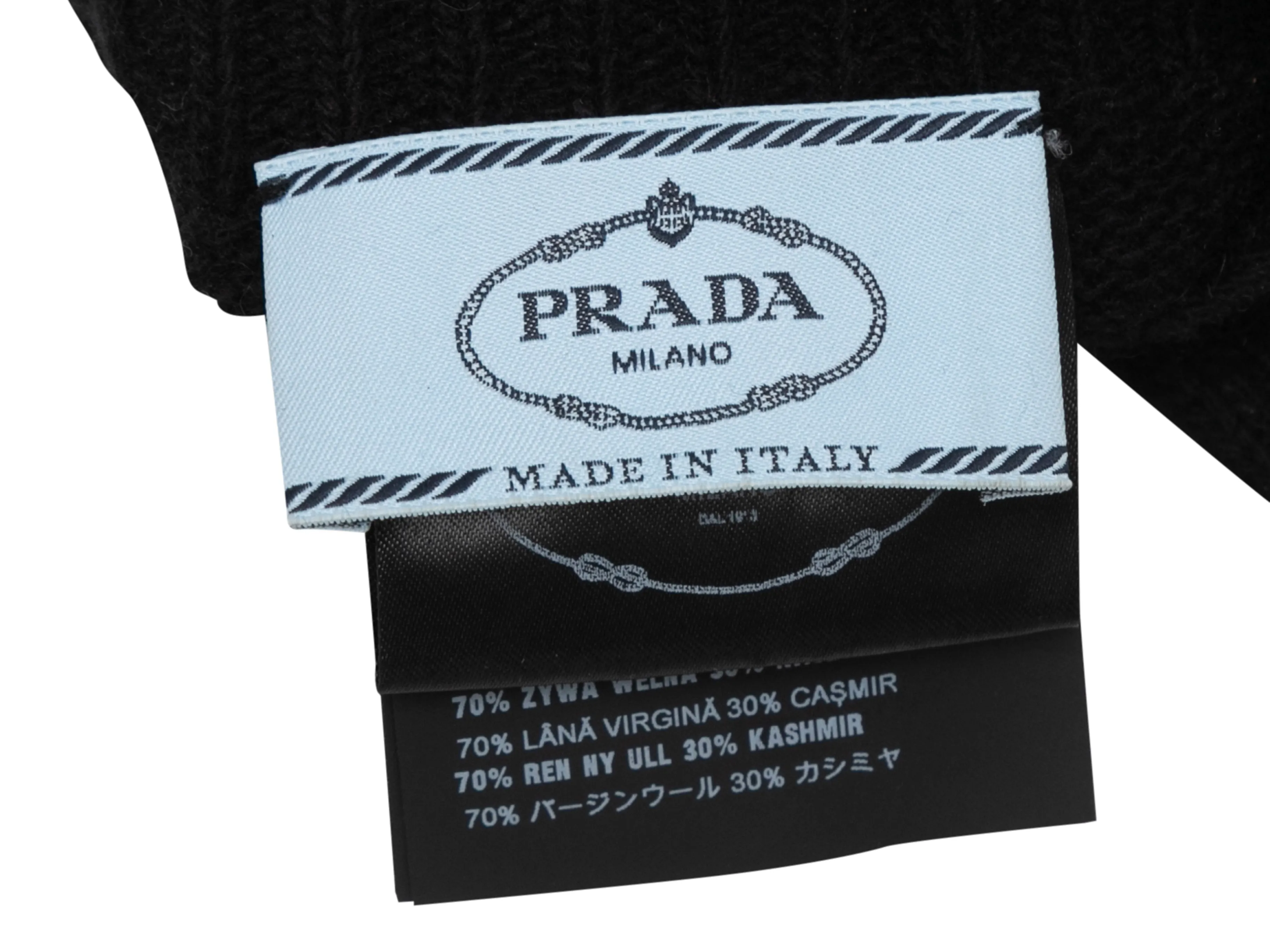 Black & White Prada Virgin Wool & Cashmere Fish Patterned Gloves Size US L