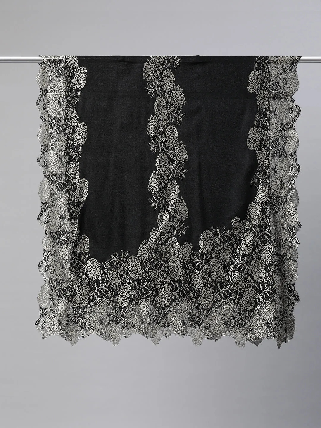 Black Shawl with lace, winter shawls for women