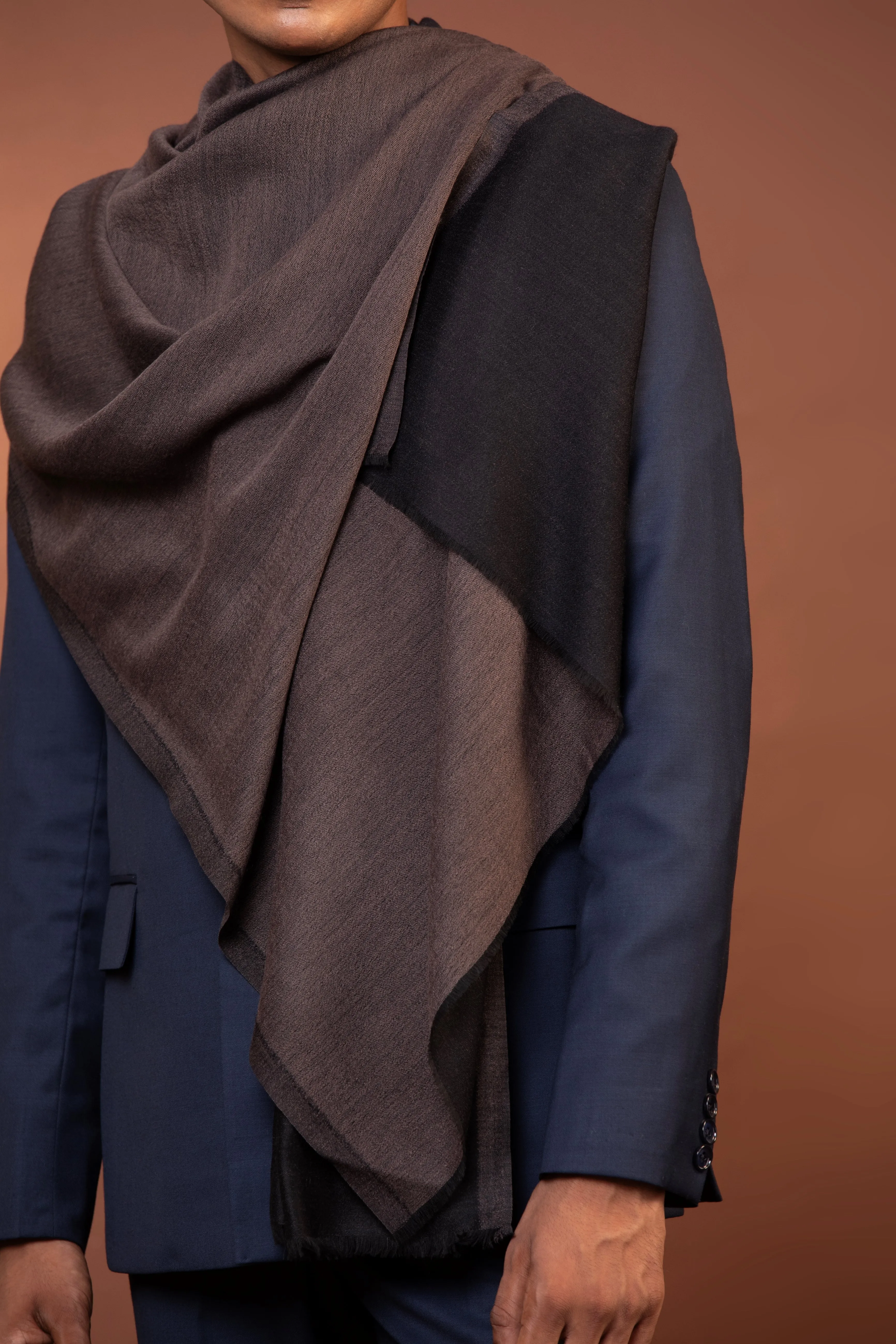 Brown Ethnic Woolen Shawl for Men with Woven Design and Classic Appeal