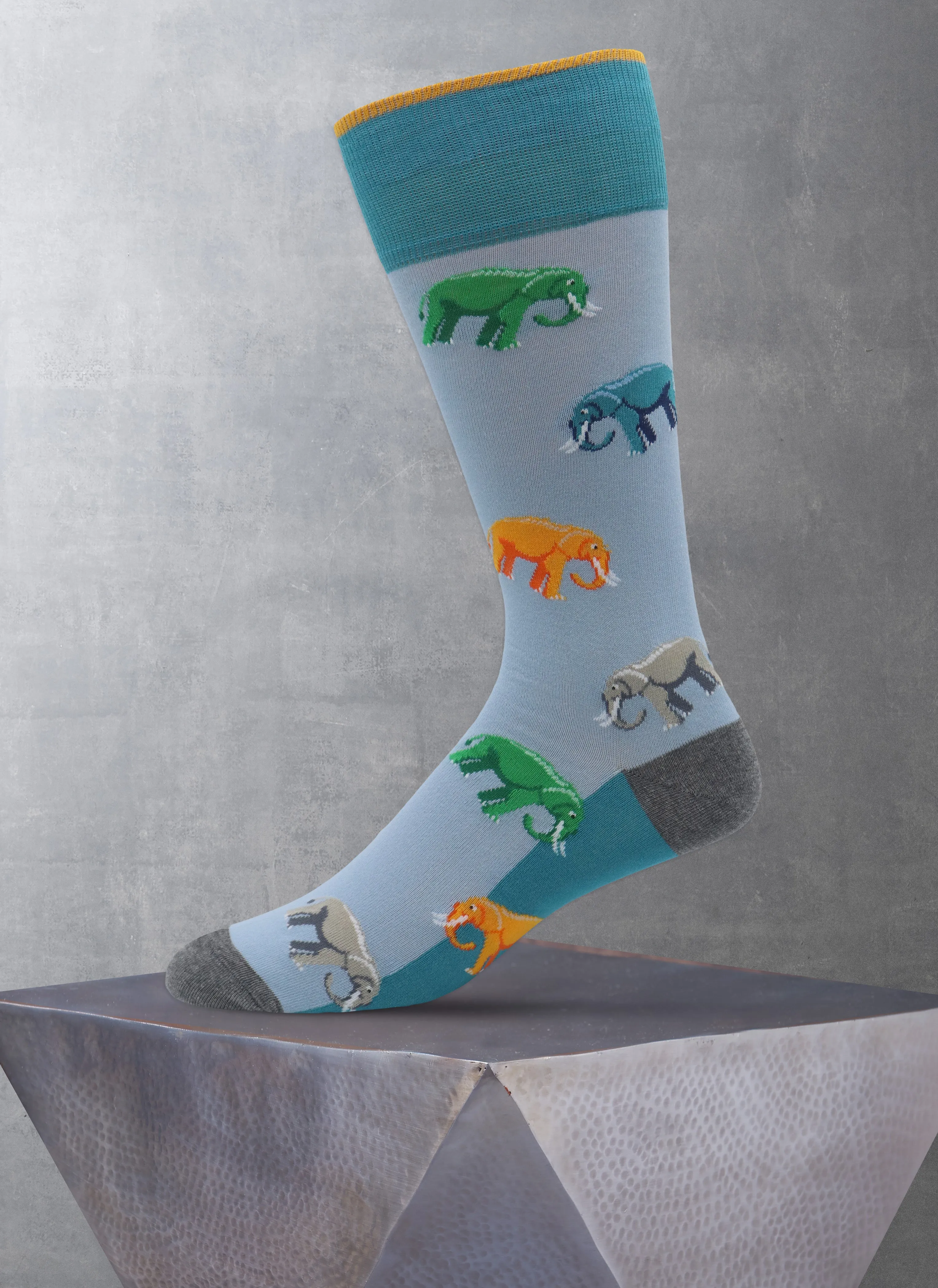 Colorful Elephants Sock in Light Blue