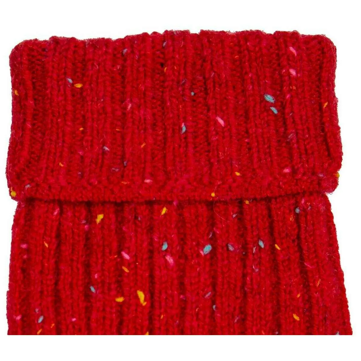 Dents Marl Yarn Half Finger Gloves - Berry Red