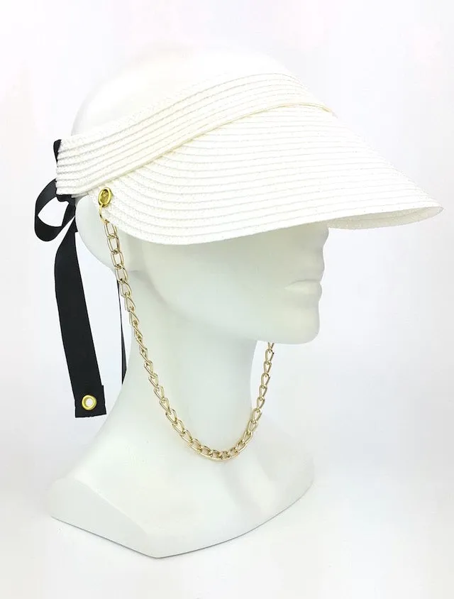 DMC Straw Visor (white w- black)