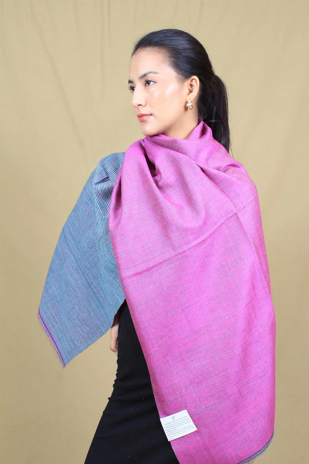 Dua Reversible Strips Khadi Cashmere Stole