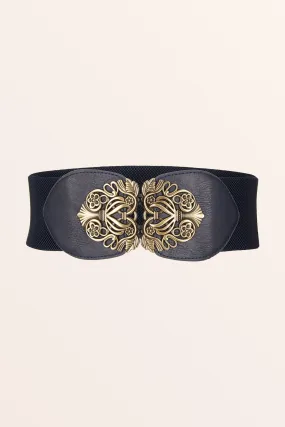 Elastic Vintage Buckle Belt - Midnight Blue