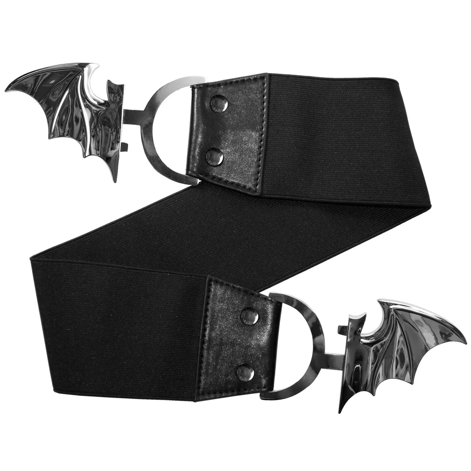 Elastic Waist Belt w/ Silver Bat