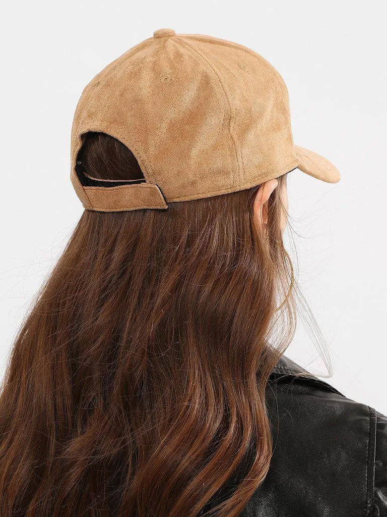 Embroidered Deer Suede Baseball Cap