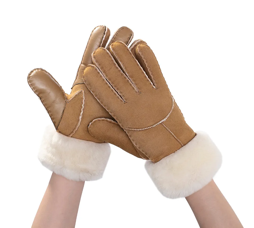 EVERAU® Ladies Gloves Fluffy Sheepskin Wool Stacey