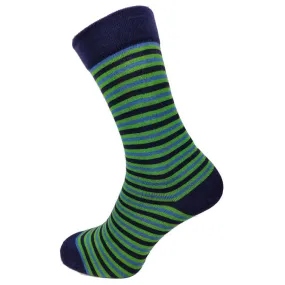 Green and Blue Stripe Bamboo Socks