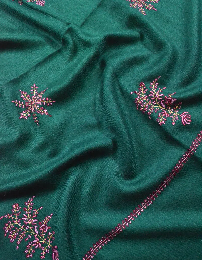 Green and Pink Embroidery Pashmina Shawl 7103