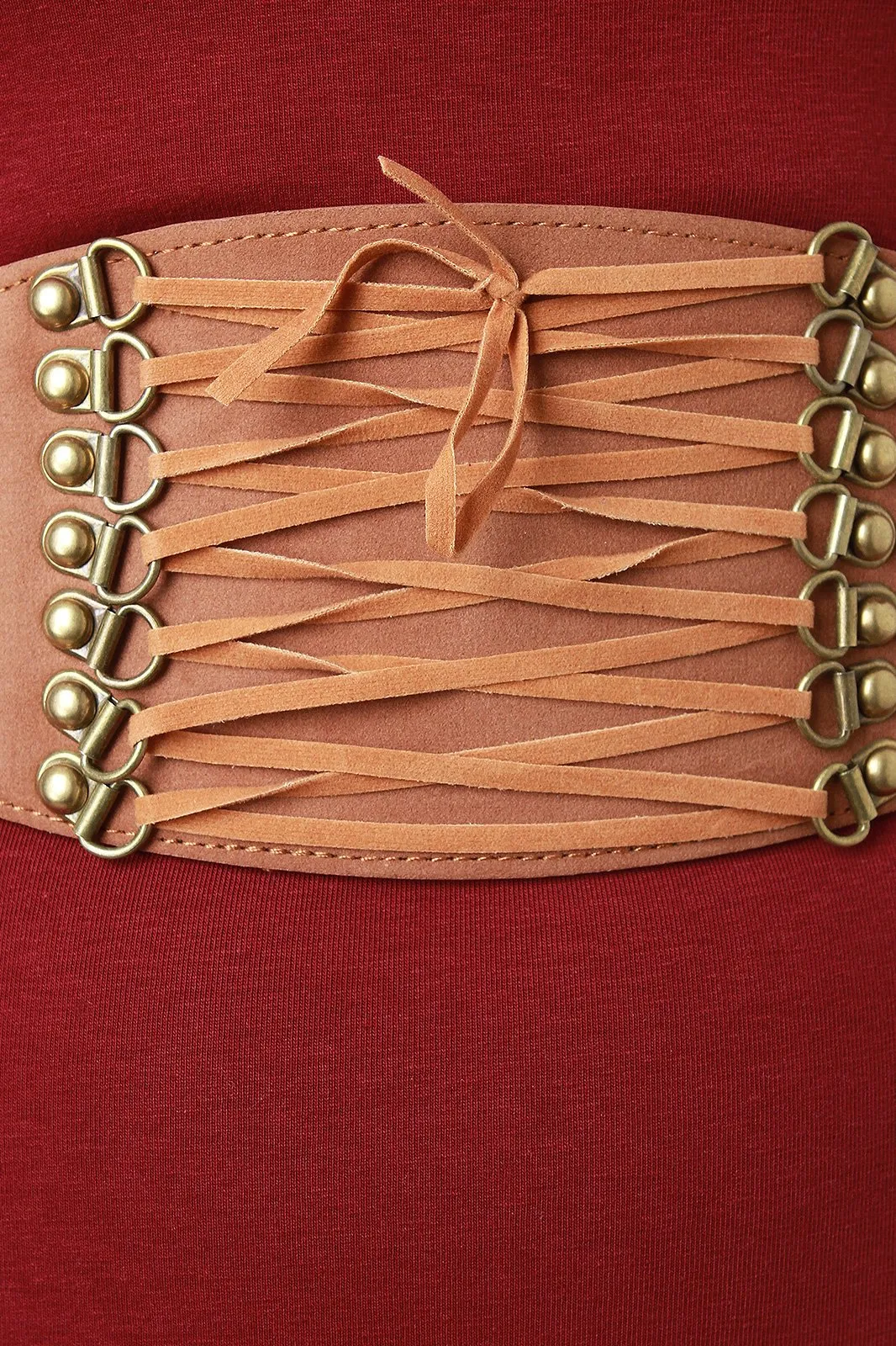 Lace Up Vegan Leather Elastic Belt