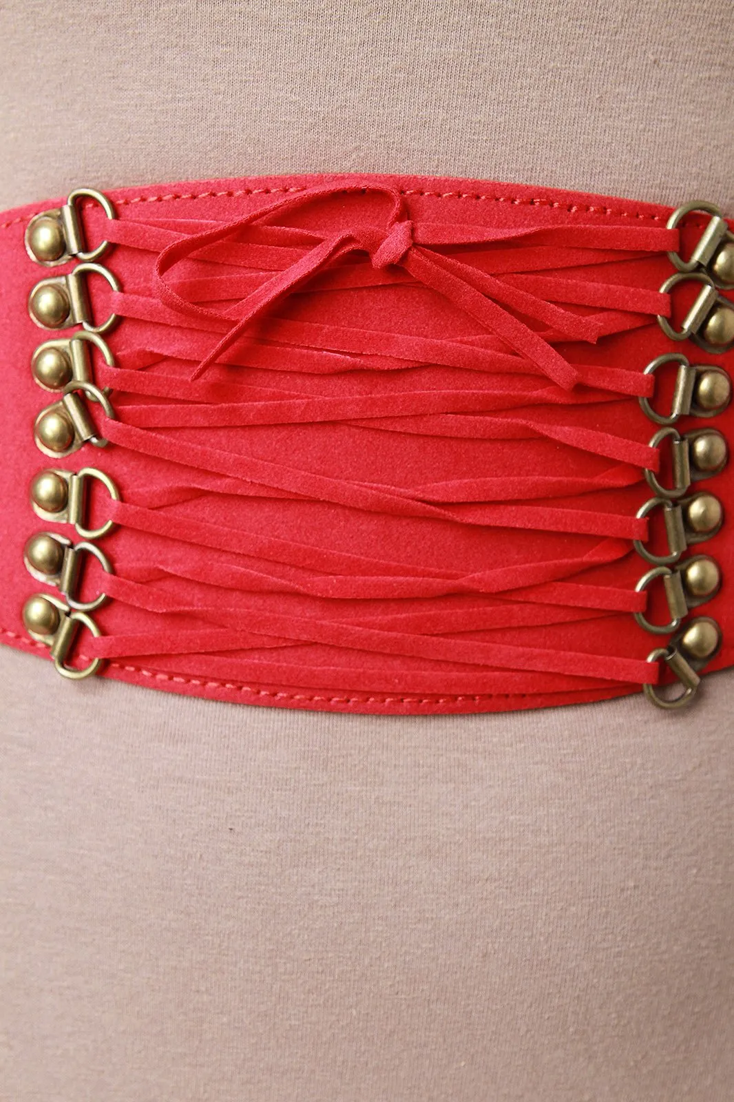 Lace Up Vegan Leather Elastic Belt