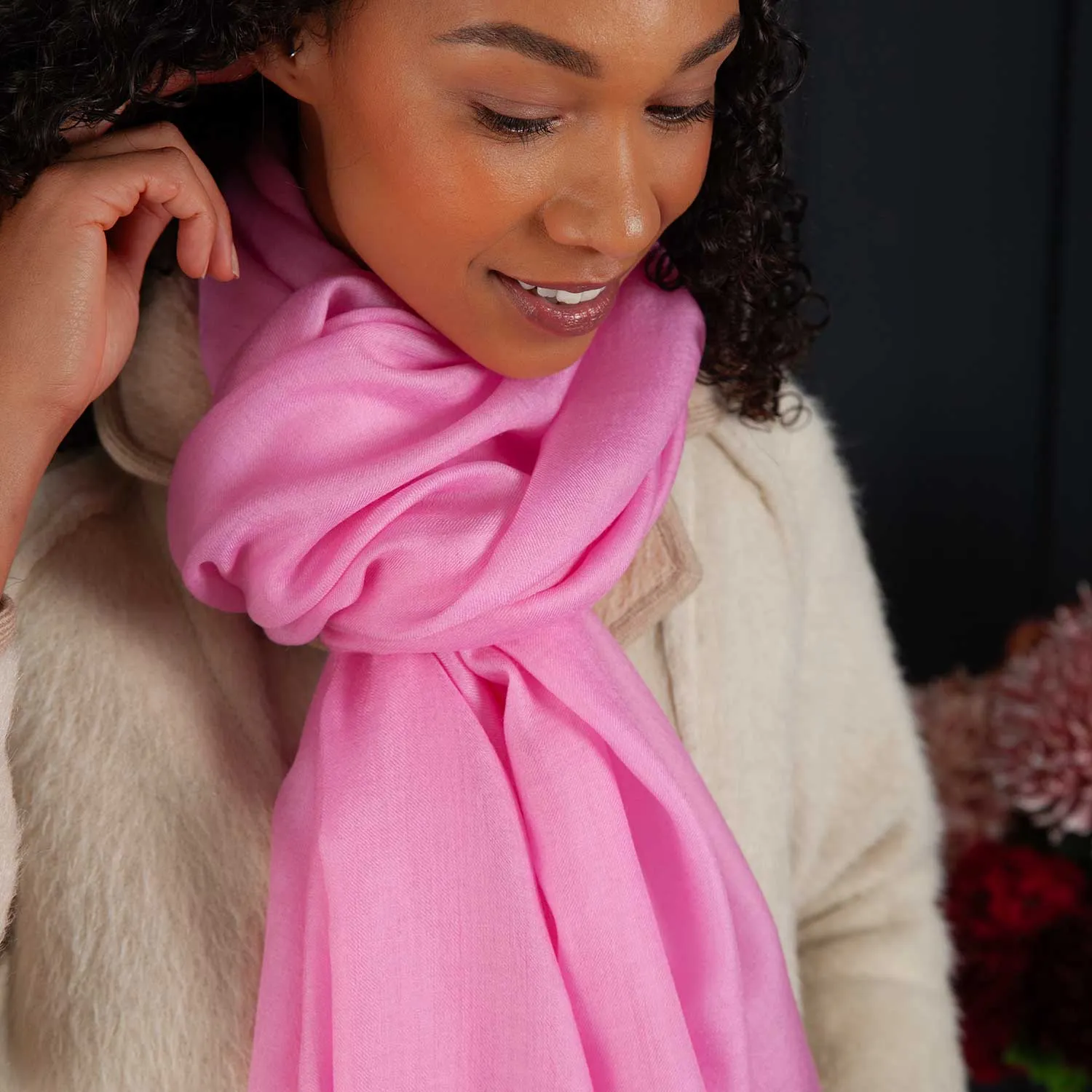 Luxe Merino Silk Shawl Dark Pink