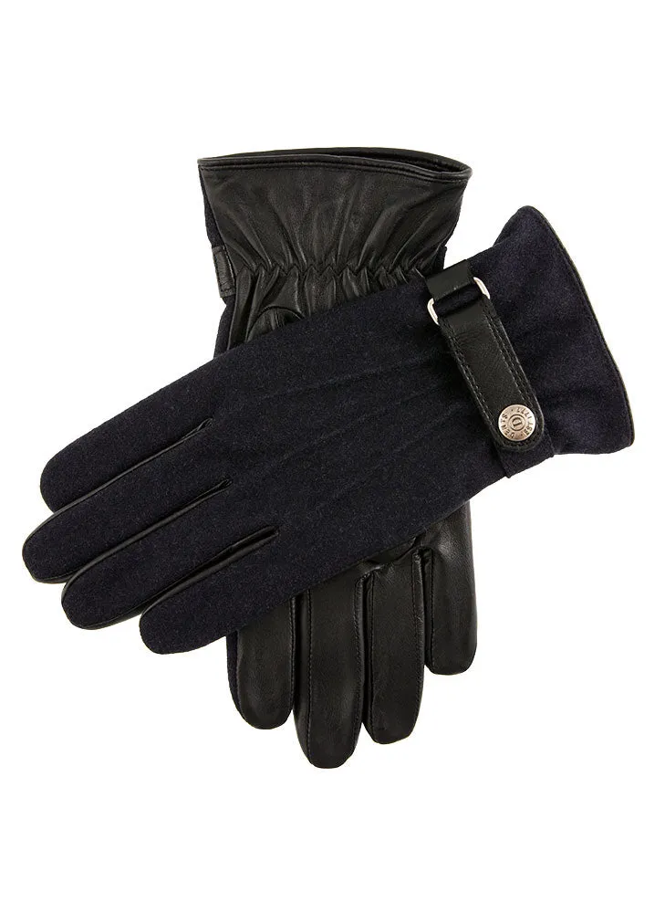 Men's Three-Point Fleece-Lined Flannel and Leather Gloves