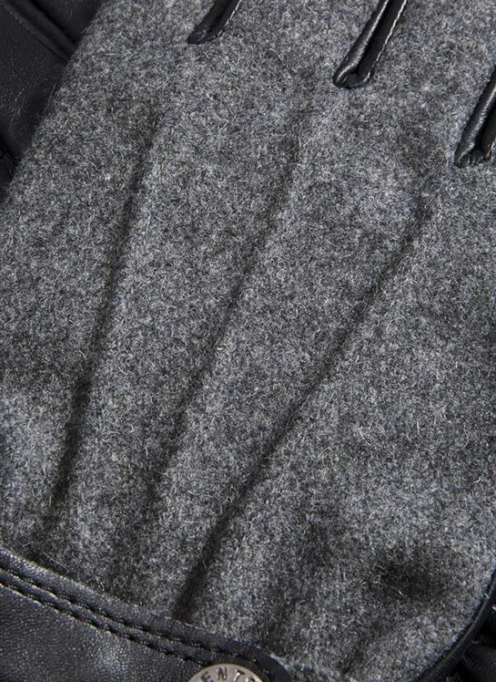 Men's Three-Point Fleece-Lined Flannel and Leather Gloves