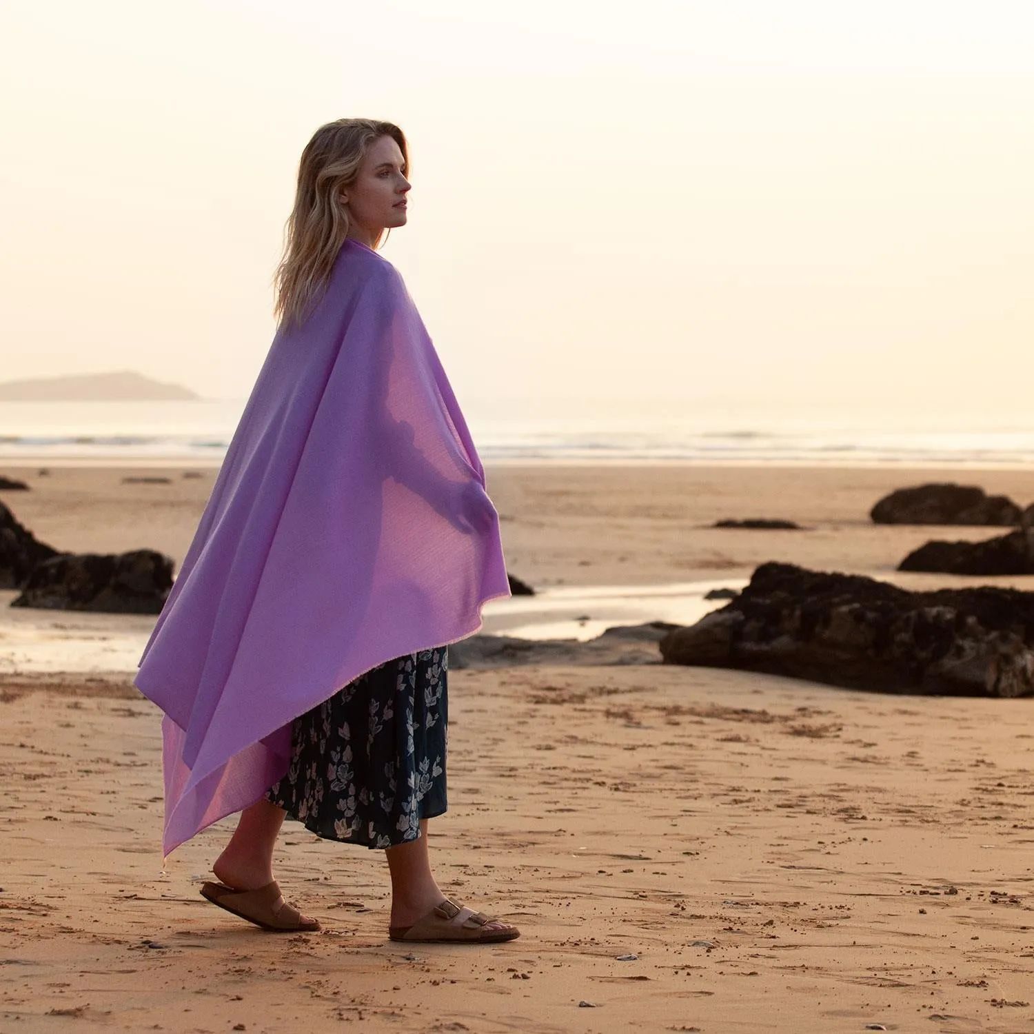 Merino Wool Shawl Lilac