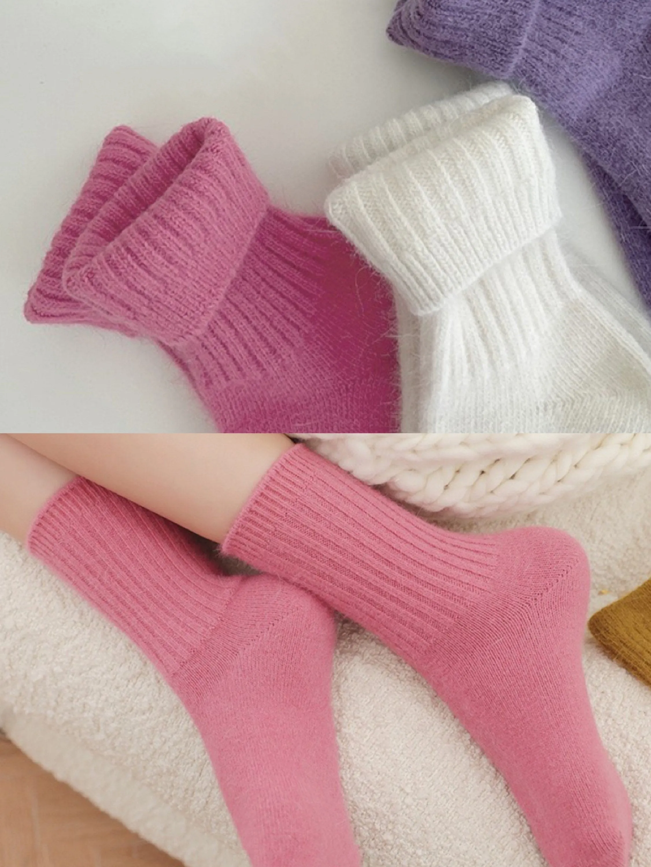 Miss June’s| Women’s | Angora rabbit blended socks | 1 Pair | Winter| Warm | Soft | High quality| Gift idea | New year| Thicker |Cozy