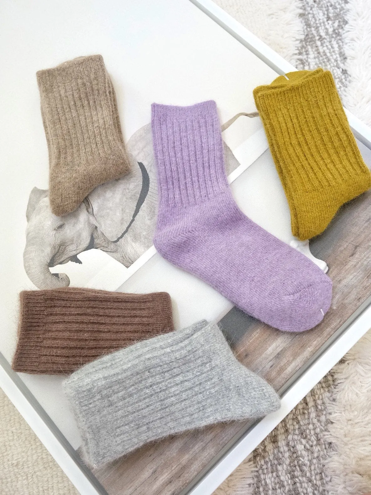 Miss June’s| Women’s | Angora rabbit blended socks | 1 Pair | Winter| Warm | Soft | High quality| Gift idea | New year| Thicker |Cozy