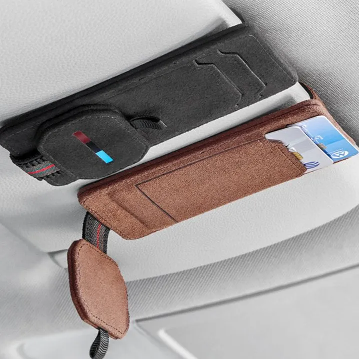 Multi-Functional Leather Glasses Holder Clip for Tesla Model Y/3/S/X