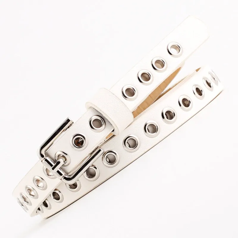 New Strap Women Waist Belt Hollow Rivets Pu Leather For Womens Slim Waistband Female Ladies Apparel Accessories