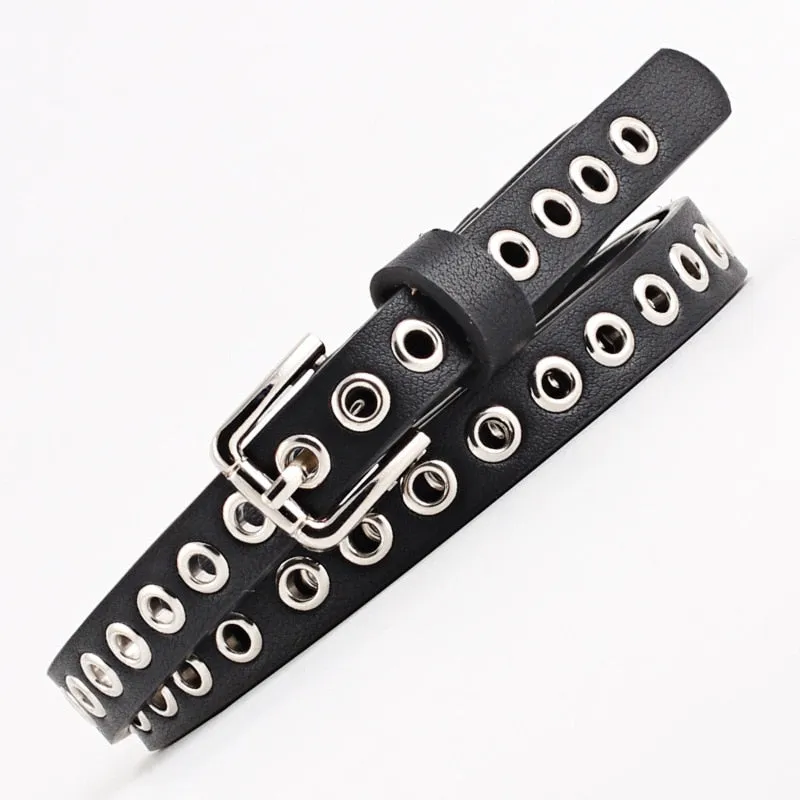 New Strap Women Waist Belt Hollow Rivets Pu Leather For Womens Slim Waistband Female Ladies Apparel Accessories