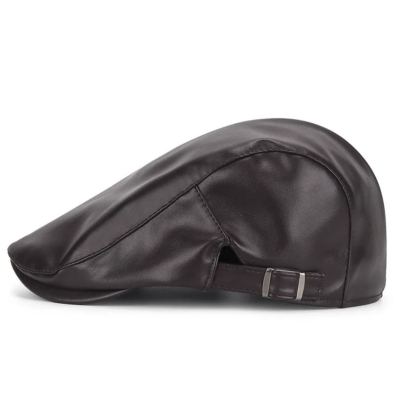 PU leather beret casual cap