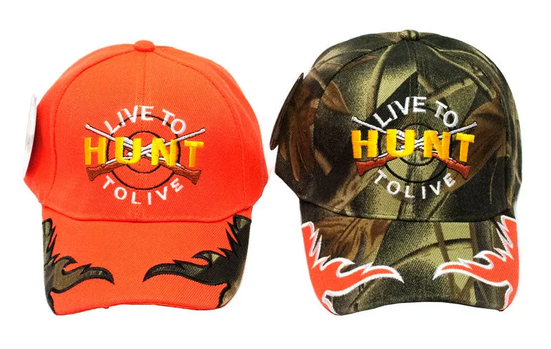 "LIVE TO HUNT" Baseball Caps