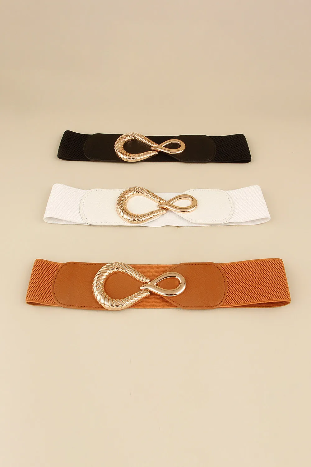 Ribbed Alloy Buckle Elastic Belt