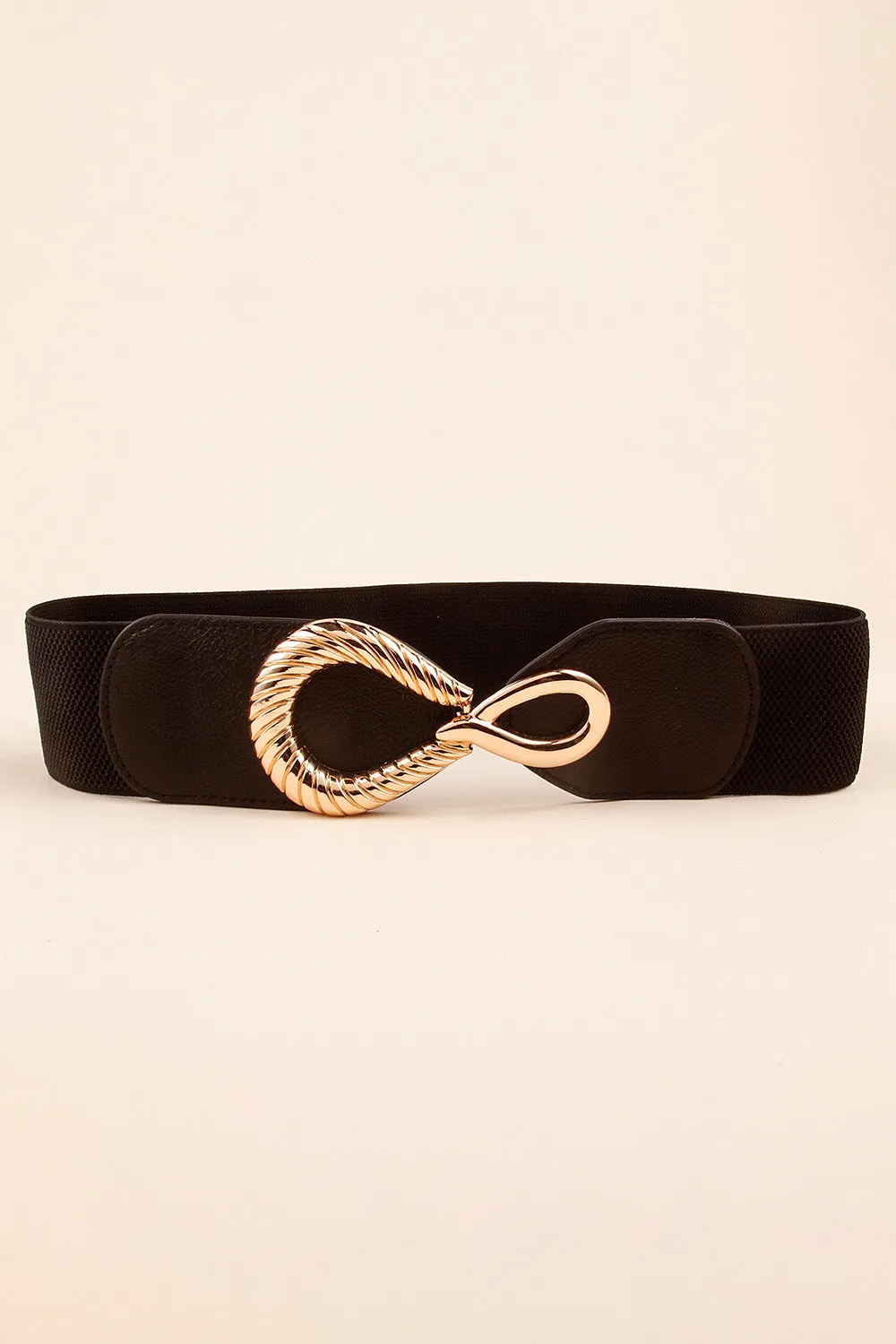 Ribbed Alloy Buckle Elastic Belt