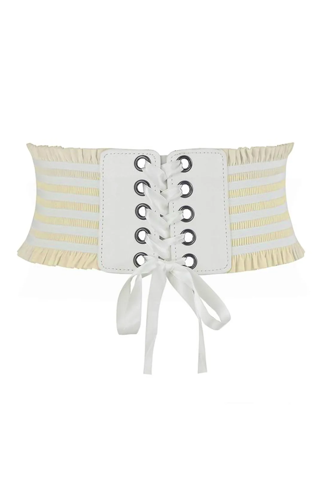 Ruffled Elastic Corset Belt Cream