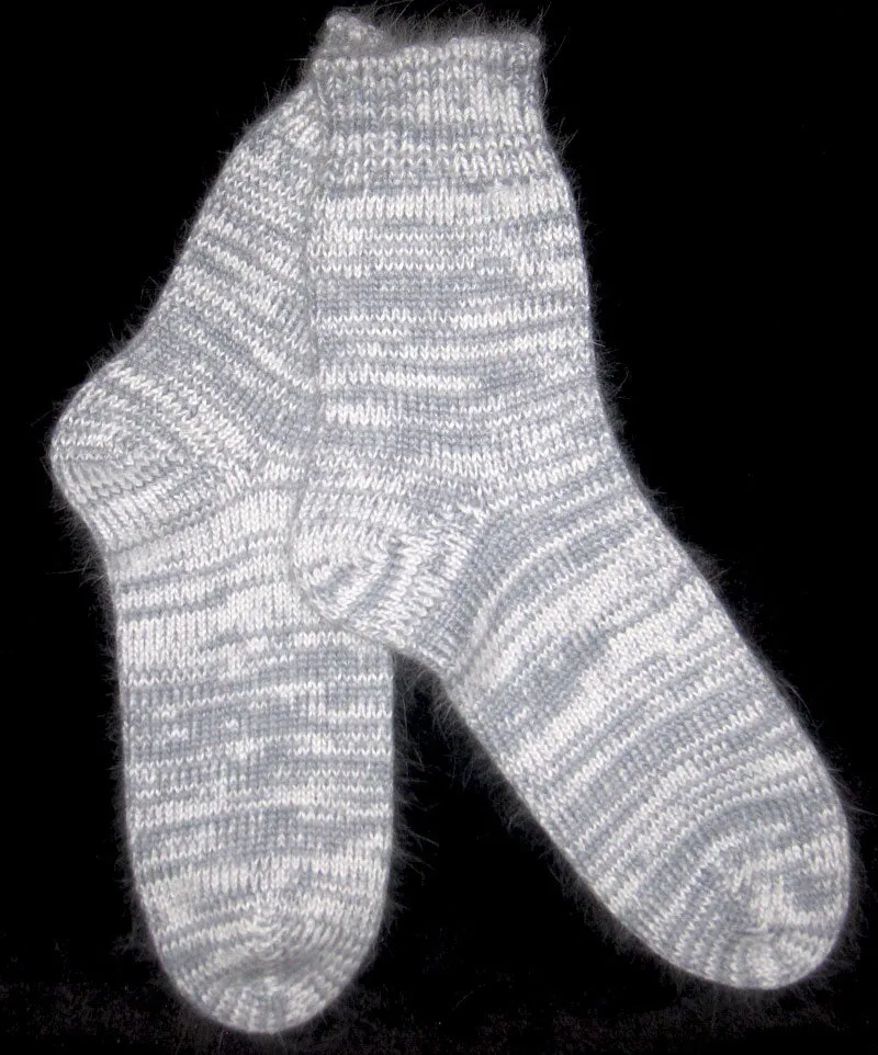 Socks - Blue and White Angora Nylon Blend