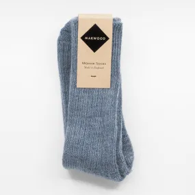 Soft Blue Heavy Knit Mohair Socks