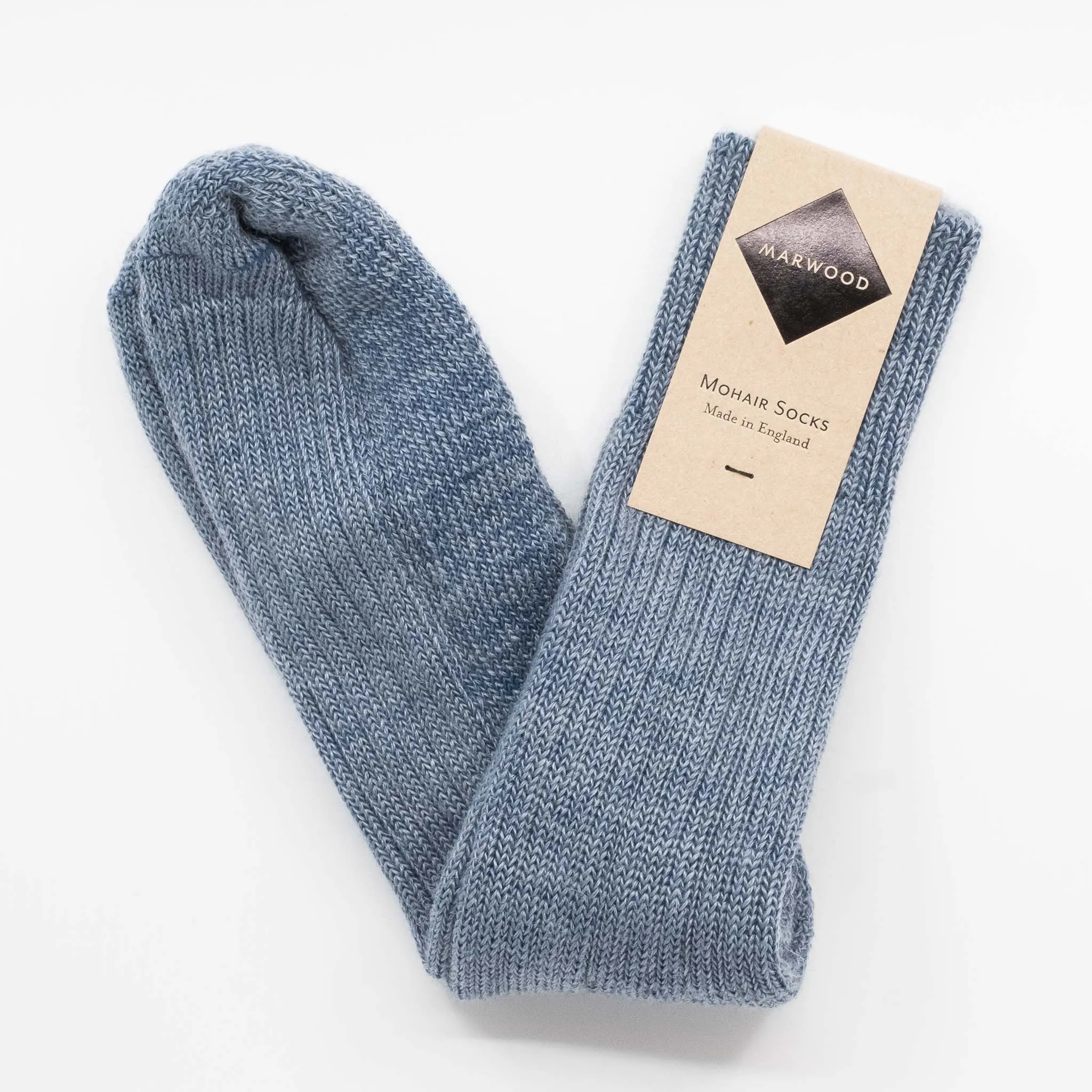 Soft Blue Heavy Knit Mohair Socks