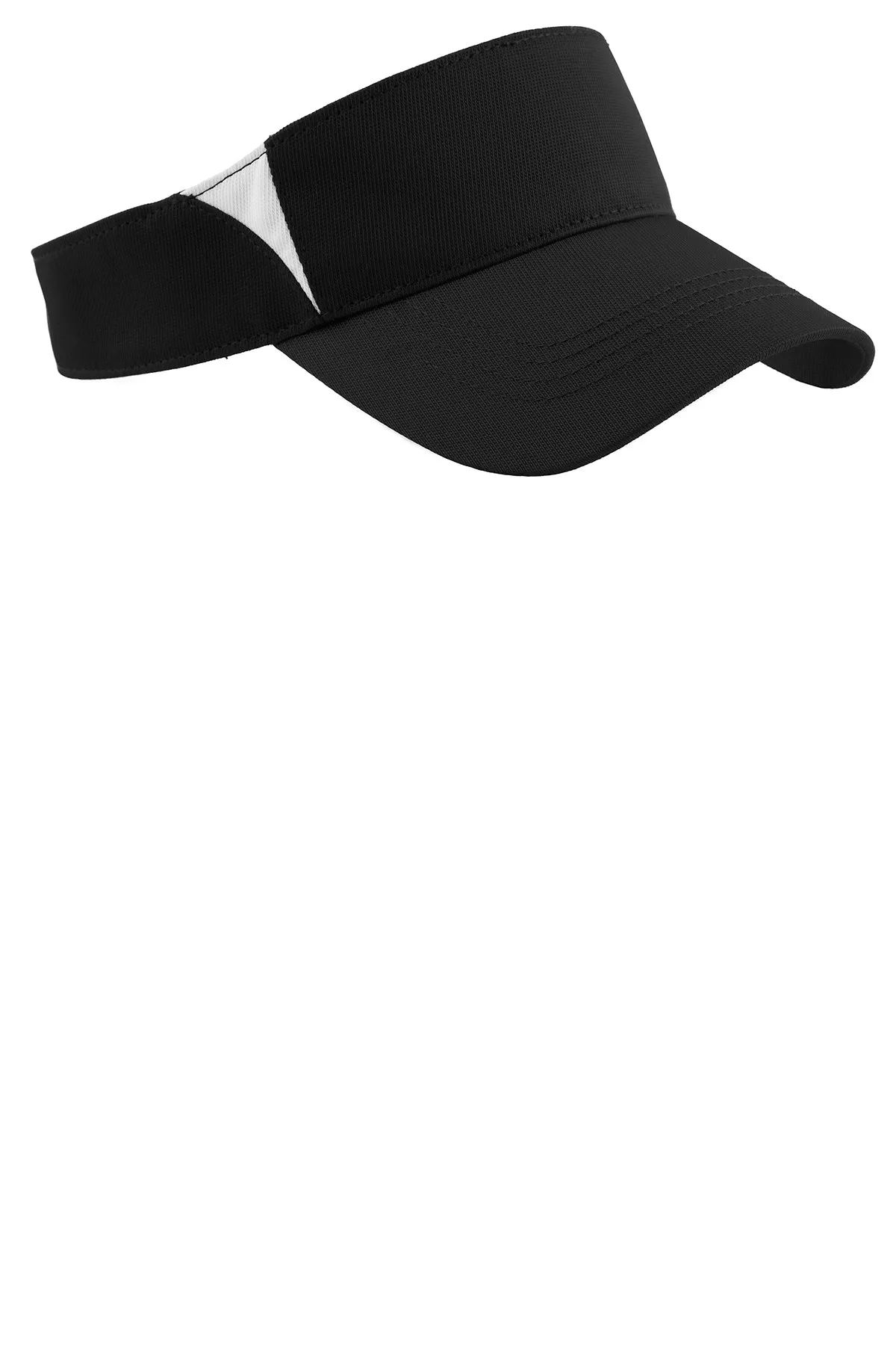 Sport-Tek Dry Zone Custom Colorblock Visors, Black/White