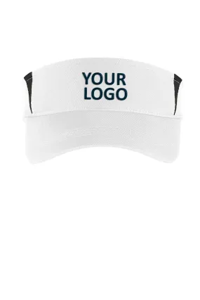 Sport-Tek Dry Zone Customized Colorblock Visors, White/Black