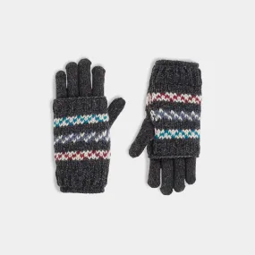 Stripe Convertible Gloves - Black