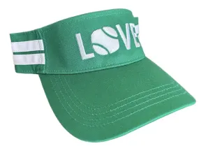 Striped Cotton Canvas LOVE Visor | Green with White LOVE