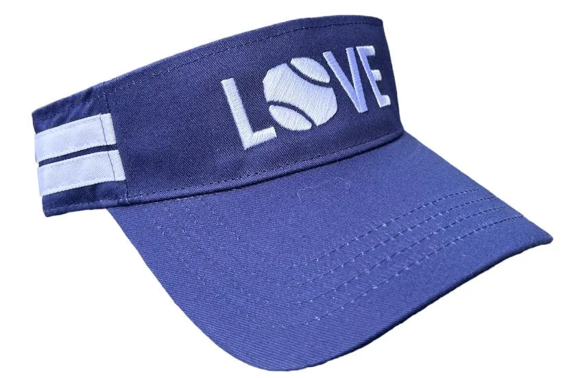 Striped Cotton Canvas LOVE Visor | Navy with White LOVE