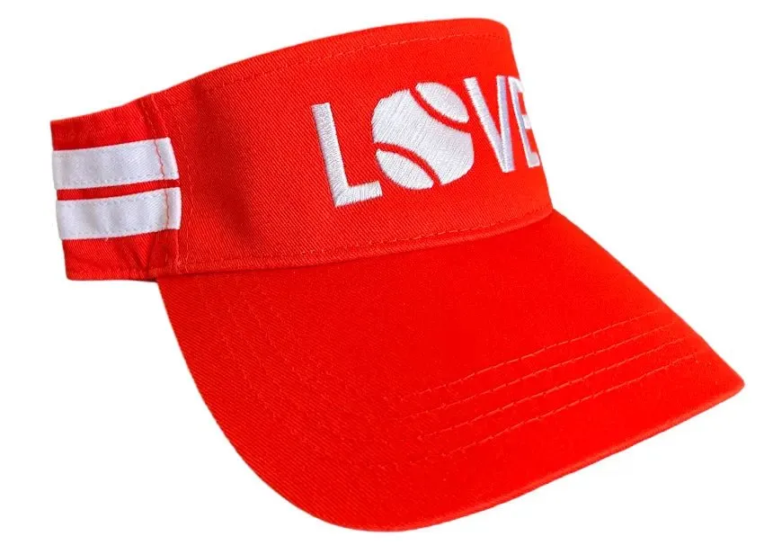 Striped Cotton Canvas LOVE Visor | Red with White LOVE