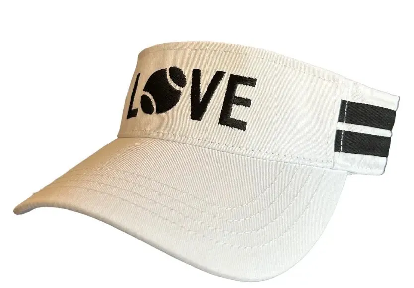 Striped Cotton Canvas LOVE Visor | White with Black LOVE