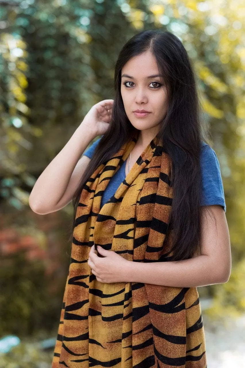 Tiger Print Pashmina Shawl