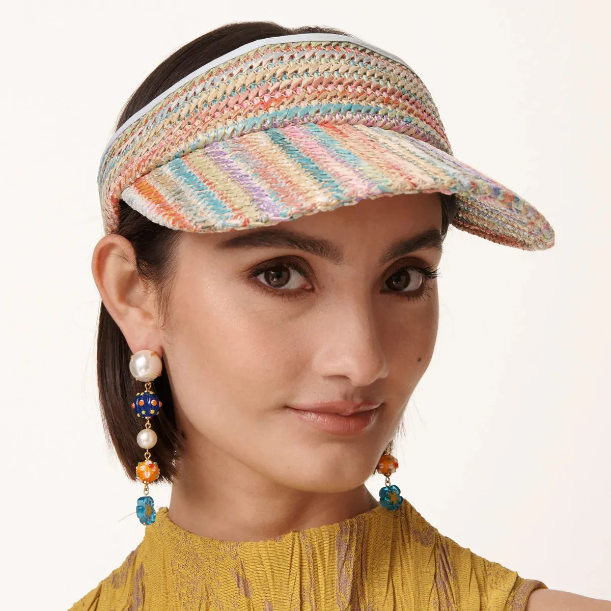 Tuscan Sunset Raffia Stretch Back Visor