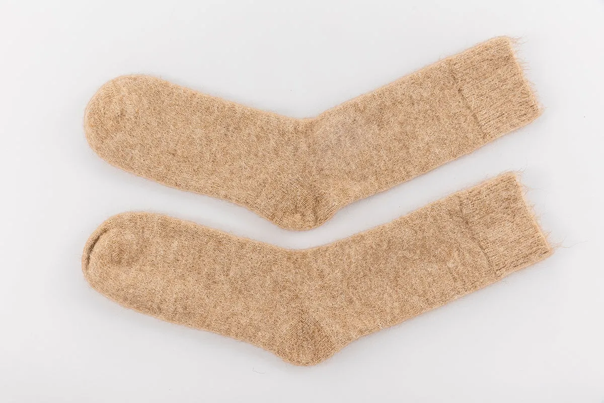 Ultra Soft Plain Fawn Alpaca Bed Socks