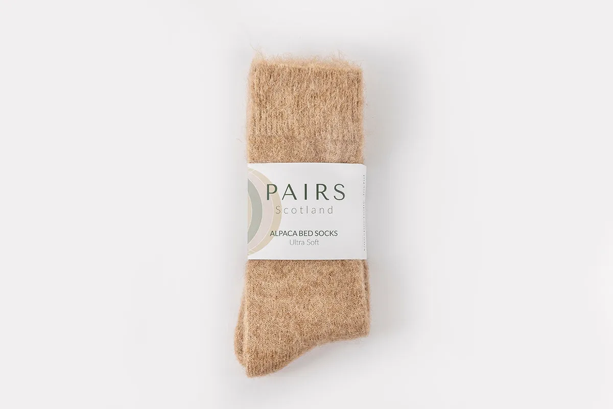 Ultra Soft Plain Fawn Alpaca Bed Socks